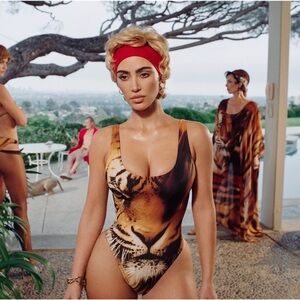 Roberto Cavalli and Skims animal Orange and Black One Piece Swimsuit size S